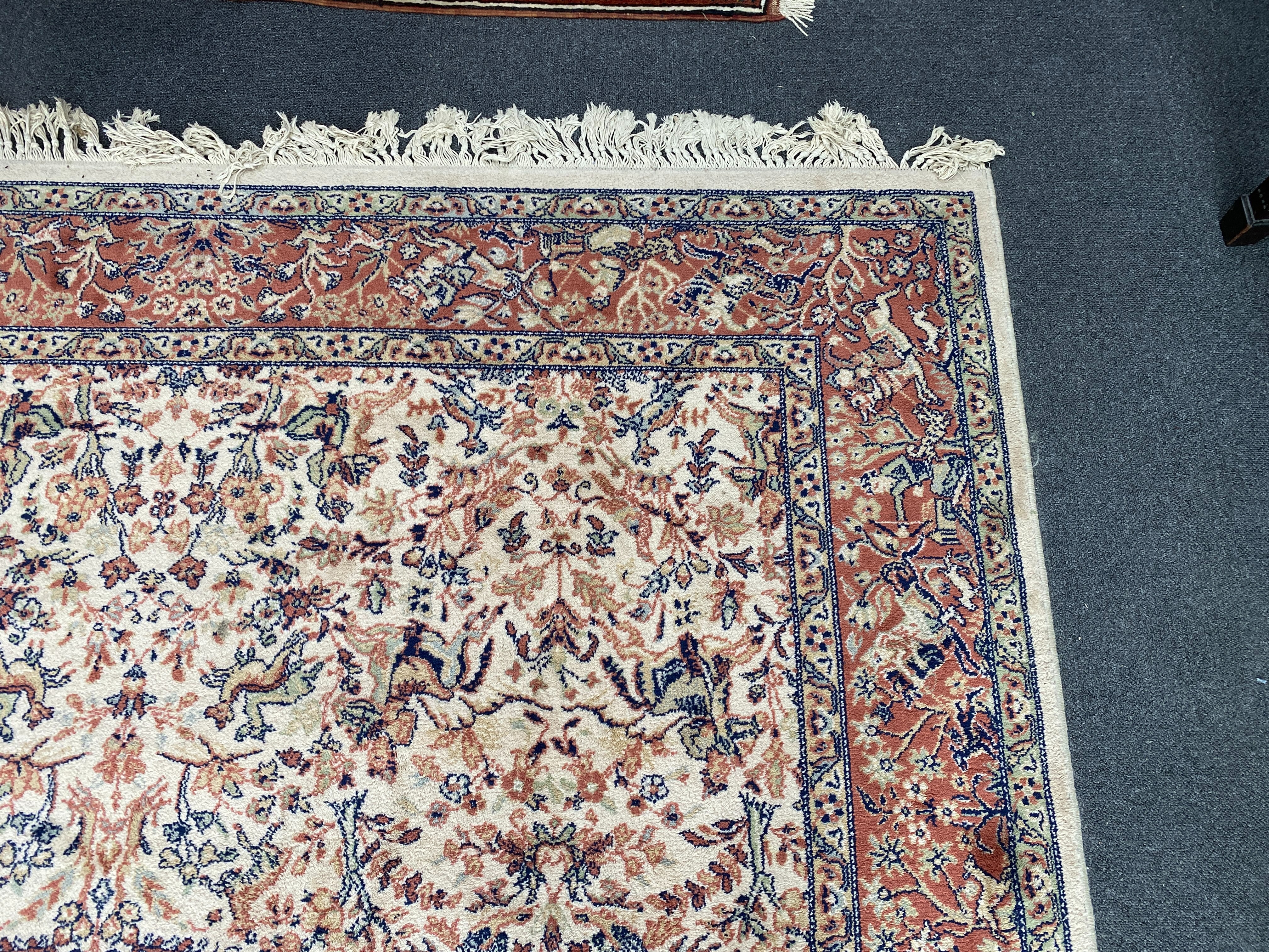 A Kashan ivory ground pictorial carpet, 296 x 200cm